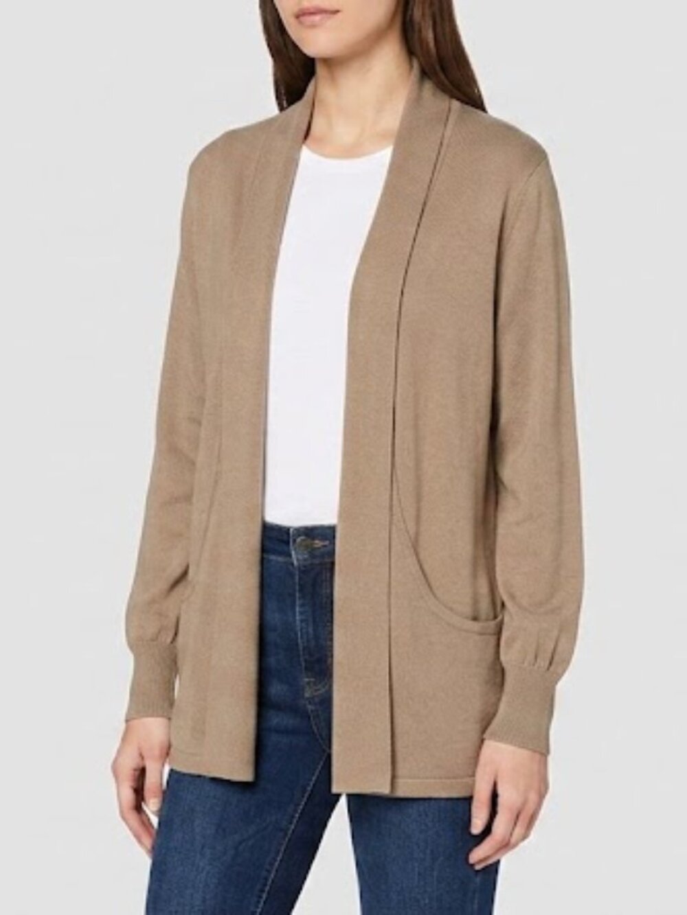 Sideffects Open-Front Taupe Women's Cardigan Sweater vintage size large